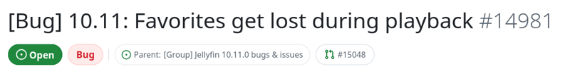 [Bug] 10.11: Favorites get lost during playback #14981